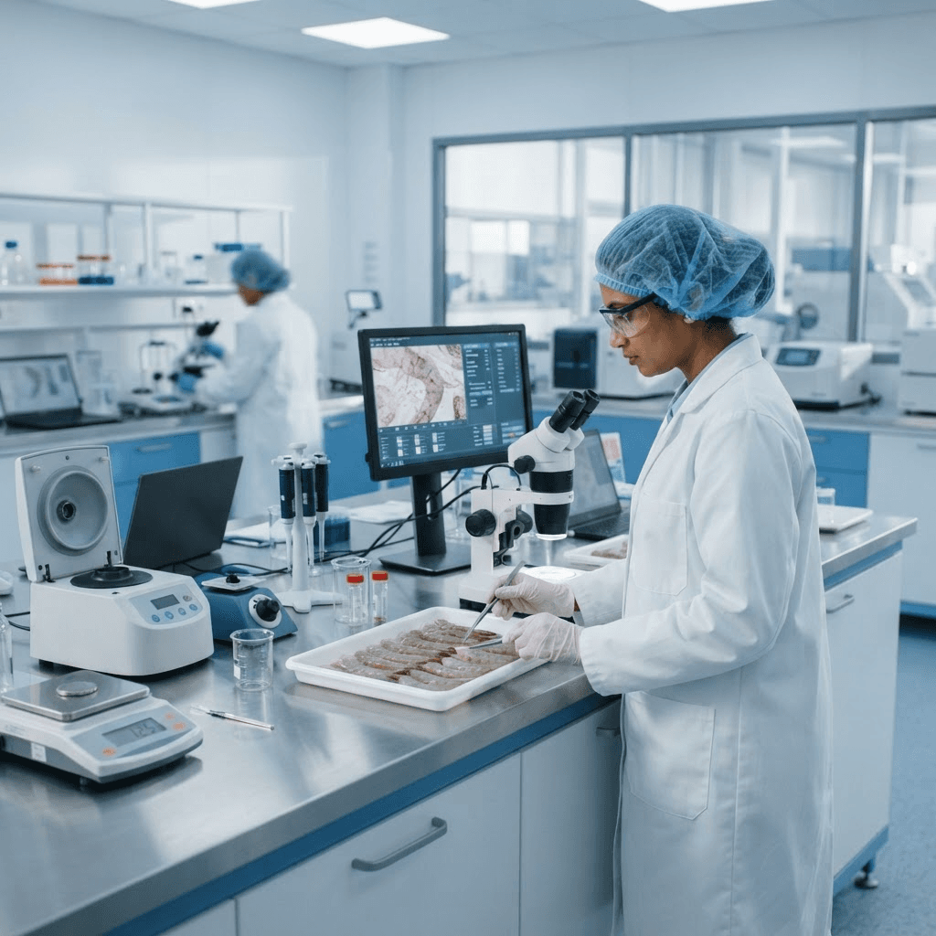 Quality assurance laboratory testing seafood