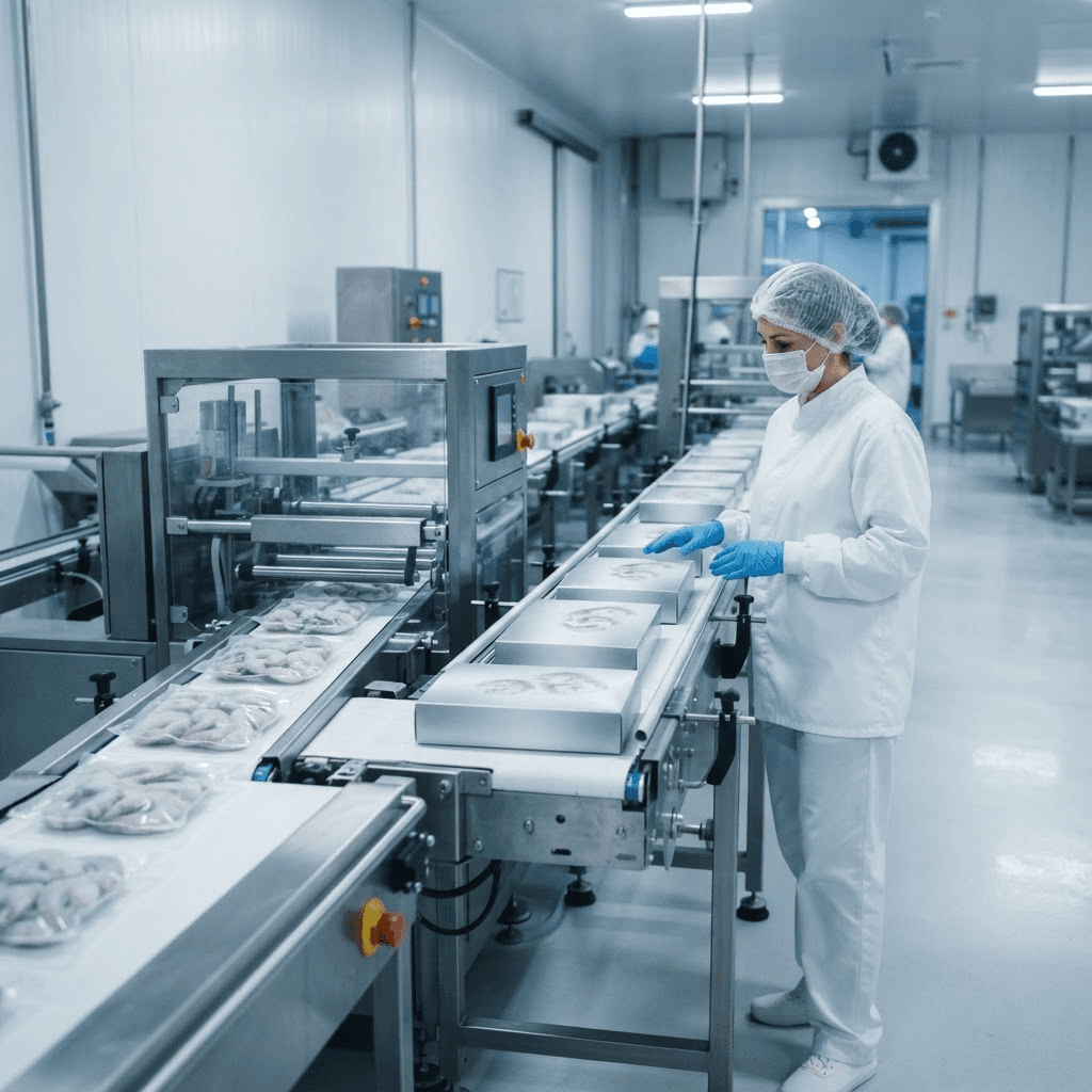 Modern shrimp packaging line