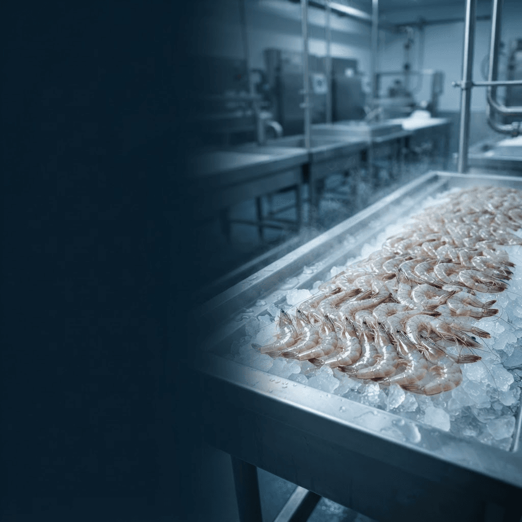 Premium shrimp on ice